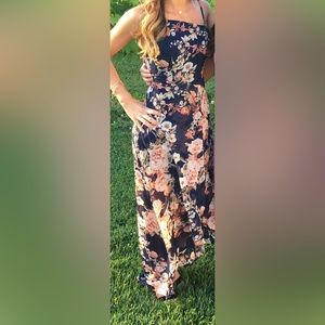 Lulus Reflection Navy Blue Floral Print High-low Dress